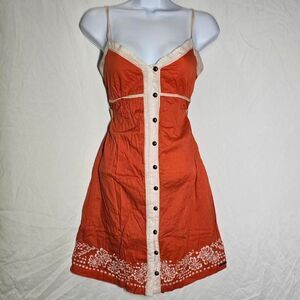 Vintage y2k 2000s orange roxy whimsical retro mini dress